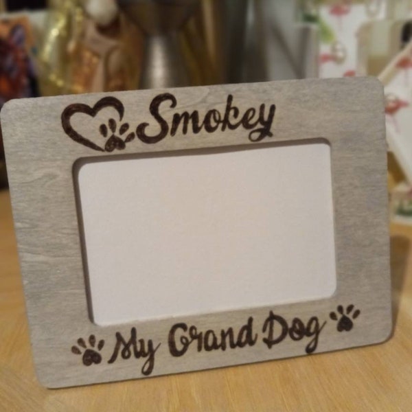 Custom Grandparents My Grand Dog Engraved Wood 4 x 6 Picture Photo Frame / Our Grand Dog / Personalized Grandparent Frame