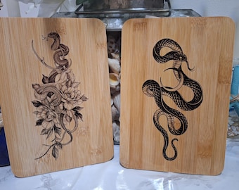 9" Snake Bamboo Cutting Charcuterie Board / Snake Lovers Gift