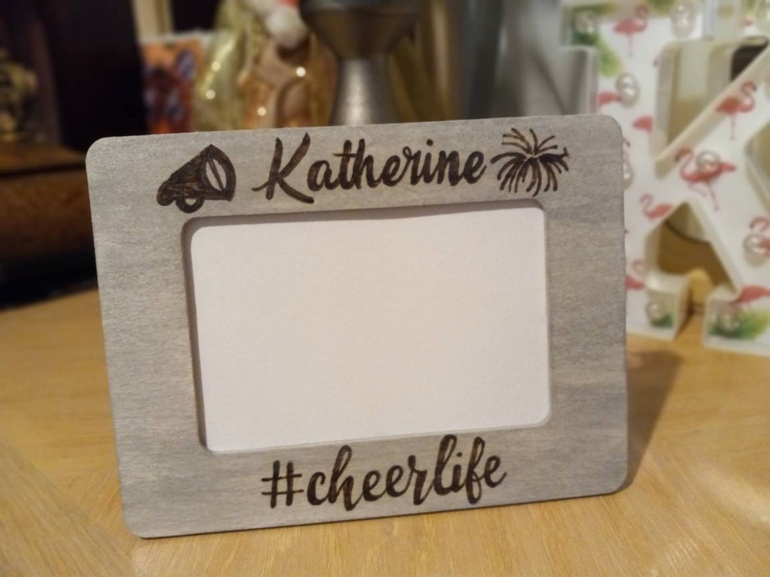 Cheer Photo Frame Custom Cheerleading #cheerlife Rustic Engraved Wood 4 X 6 Picture Photo ...