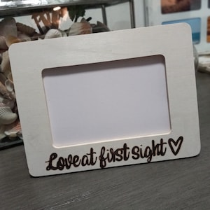 Love At First Sight Engraved Wood Heart Picture Photo Frame