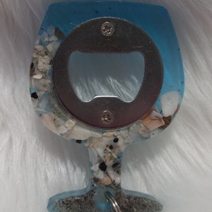 Handmade Aloha Seashell Wine Glass Bottle Opener - Beach Theme Bottle Opener - Tiki Bar Decor - Wedding Decor - Hawaiian