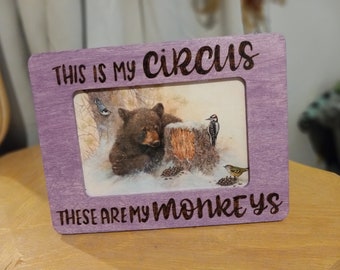Este es mi circo Estos son mis monos Marco de fotos de madera grabado de 4x6