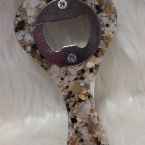 Handmade Aloha Seashell Paddle Shaped Bottle Opener - Beach Theme Bottle Opener- Tiki Bar Decor - Wedding Decor - Hawaiian