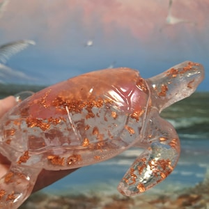 Handmade Resin Rose Gold Sea Turtle / Turtle Decor / Turtle Figurine / Ocean Turtle / Paper Weight