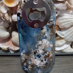 Handmade Aloha Deep Sea Seashell Oval Shaped Bottle Opener - Beach Theme Bottle Opener- Tiki Bar Decor - Wedding Decor - Party Favors