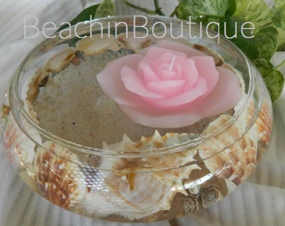 Handmade Sea Shell Glass Vase Votive Floating Candle Holder Etsy