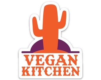 VEGAN KITCHEN - Cactus Sunset MAGNET - Plant Based Activism - Compassionate Choices - Vegan Gift