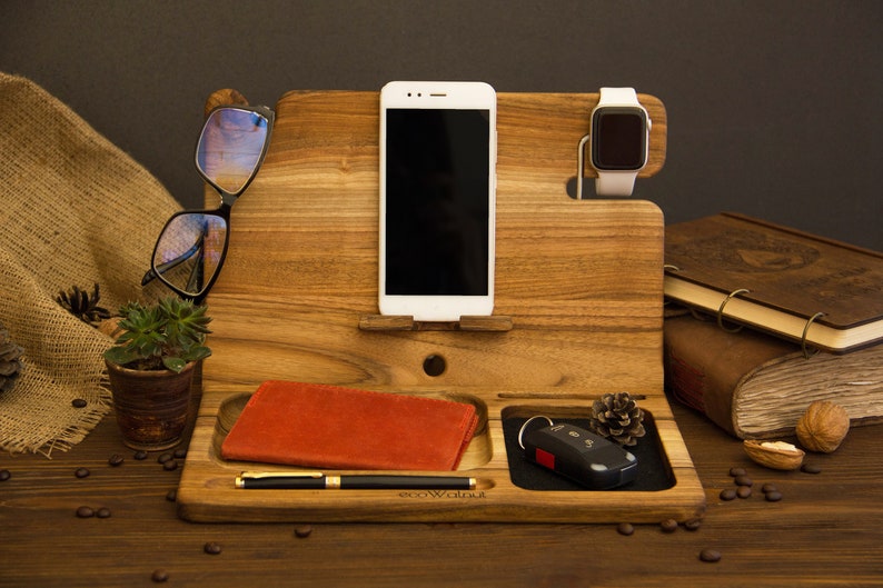 Desk Phone Stand Wood Nightstand Organizer For Women/Men Etsy