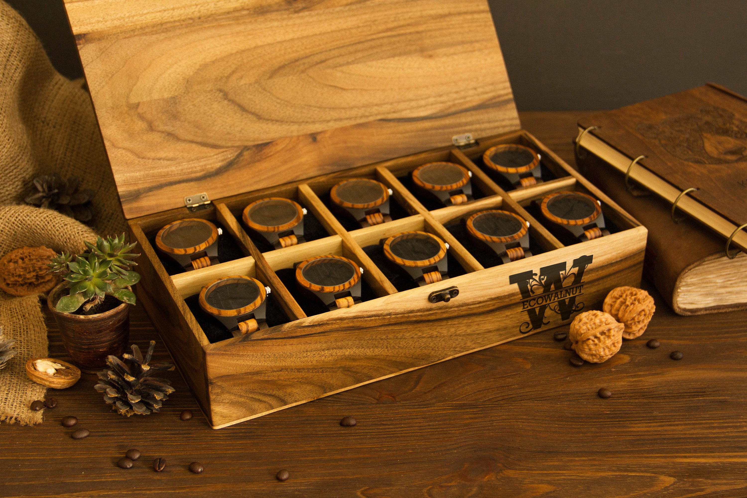wooden watch organiser