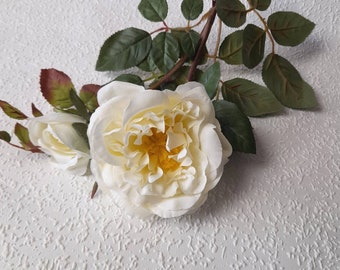 artificial flowers, artificial rose, old english rose, ivory rose, gift for her, mothers day flowers, rose home decor, ivory roses