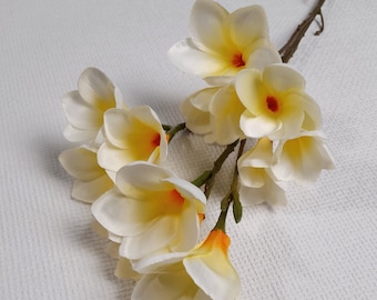 artificial frangipani, plumeria, artificial plumeria, spring flowers, artificial flowers, yellow frangipani, hawaiian flowers, gift for her