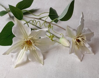 artificial clematis, artificial flowers, clematis bouquet, white clematis, white home decor, clematis flower, white flowers, clematis plant