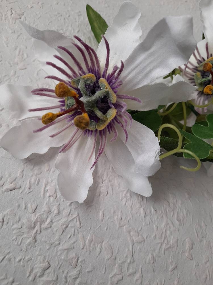 Artificial passion flower artificial flowers white passion Etsy