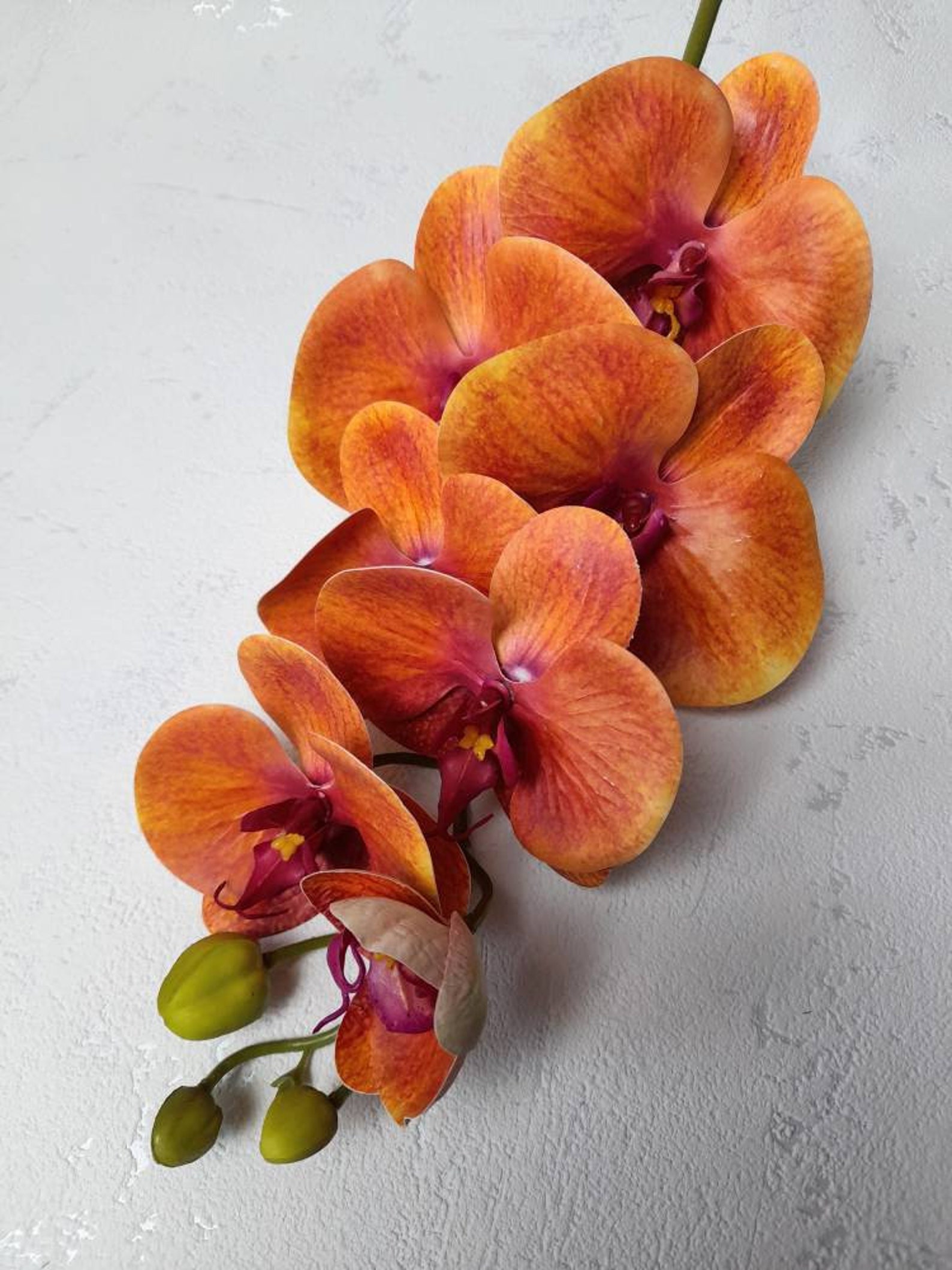 Artificial Orchid Orange Orchid Artificial Flowers Orange Etsy UK