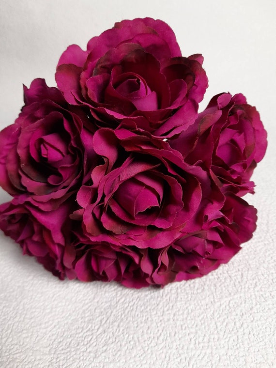 Cerise Rose Bud Decorative Synthetic Flowers Faux Silk UK SELLER 