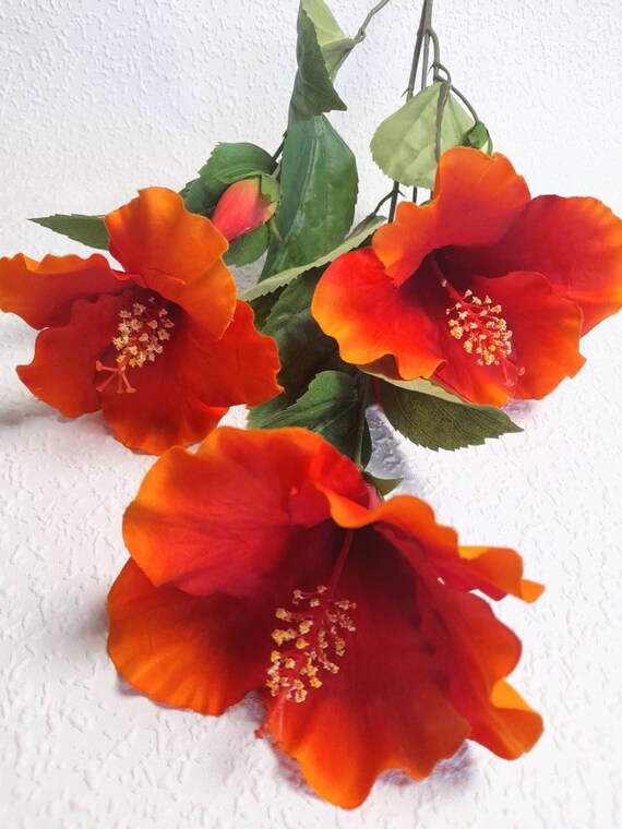Artificial Flowers Artificial Hibiscus Tropical Flowers Etsy