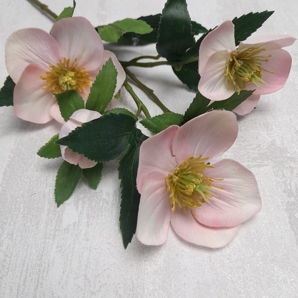 artificial hellebore, pink hellebore, christmas rose, pastel pink flowers, hellebore bouquet, pink wedding, buttercup, pink flowers