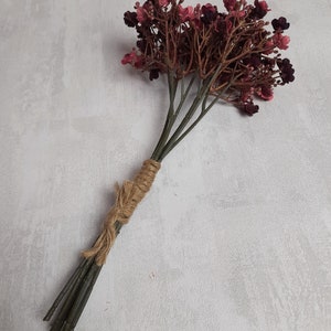 artificial gypsophila, burgundy gypsophila, bouquet filler, burgundy home decor, burgundy wedding, burgundy bouquet, gypsophila image 6