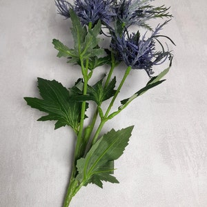 artificial sea holly, artificial thistle, blue sea holly, blue buttonhole, blue flowers, thistle home decor, blue thistle, blue wedding image 7