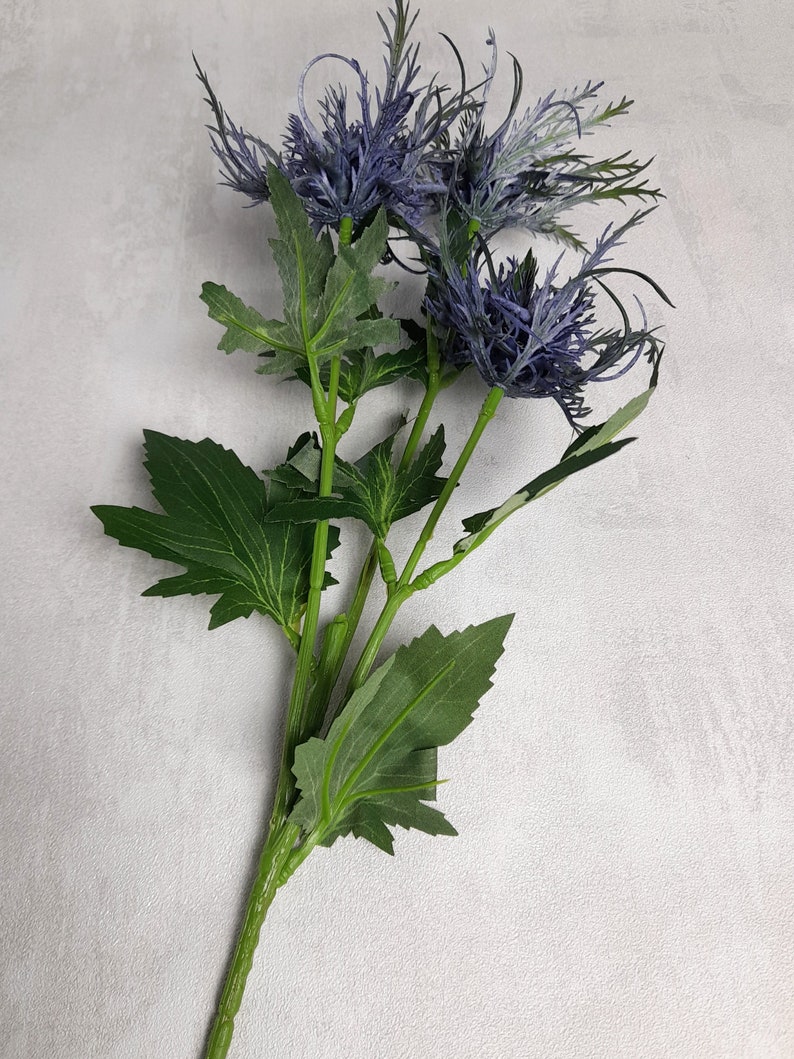 artificial sea holly, artificial thistle, blue sea holly, blue buttonhole, blue flowers, thistle home decor, blue thistle, blue wedding image 7