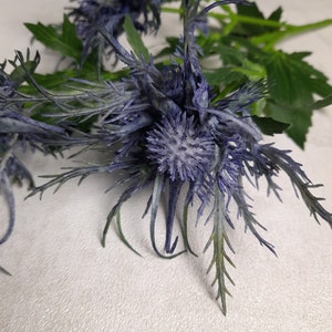 artificial sea holly, artificial thistle, blue sea holly, blue buttonhole, blue flowers, thistle home decor, blue thistle, blue wedding image 6