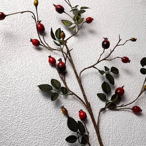 artificial rose hip berries, rose hip, artificial flowers, autumn decor, autumn flowers, rose hip stem, rose haw, rose hep, rose plant