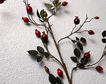 artificial rose hip berries, rose hip, artificial flowers, autumn decor, autumn flowers, rose hip stem, rose haw, rose hep, rose plant