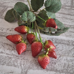 artificial strawberry, strawberry plant, artificial fruit, fruit stem, strawberry, fruit plant, artificial plant, strawberry decor