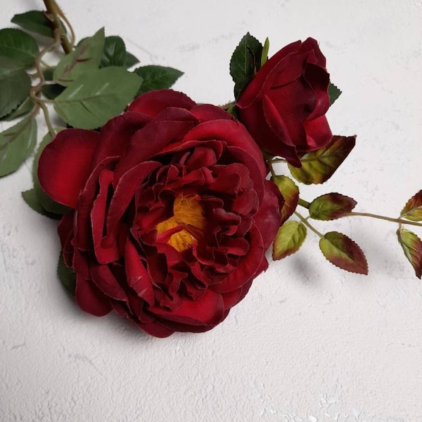 artificial flowers, artificial rose, old english rose, red rose, gift for her, mothers day flowers, rose decor, rose home decor, red decor