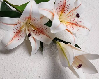 artificial lily, asiatic lily, white lily, artificial flowers, gift for her, mothers day flowers, lily home decor, pink lily spray, lily