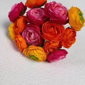 artificial ranunculus, artificial flowers, ranunculus bouquet, colourful wedding bouquet, ranunculus wedding, cake flowers, bright flowers