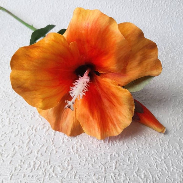artificial hibiscus, artificial flowers, orange hibiscus, tropical flowers, hibiscus flower, orange flowers, gift for her, mothers day