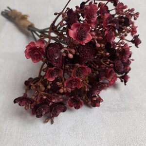 artificial gypsophila, burgundy gypsophila, bouquet filler, burgundy home decor, burgundy wedding, burgundy bouquet, gypsophila image 4