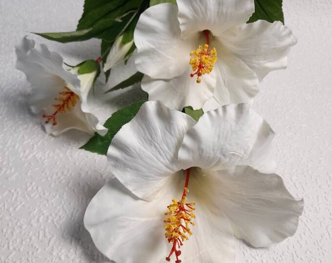 Artificial Flowers, Artificial Hibiscus, White Hibiscus, Tropical Flowers, Hibiscus Flower