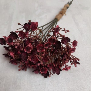 artificial gypsophila, burgundy gypsophila, bouquet filler, burgundy home decor, burgundy wedding, burgundy bouquet, gypsophila image 2