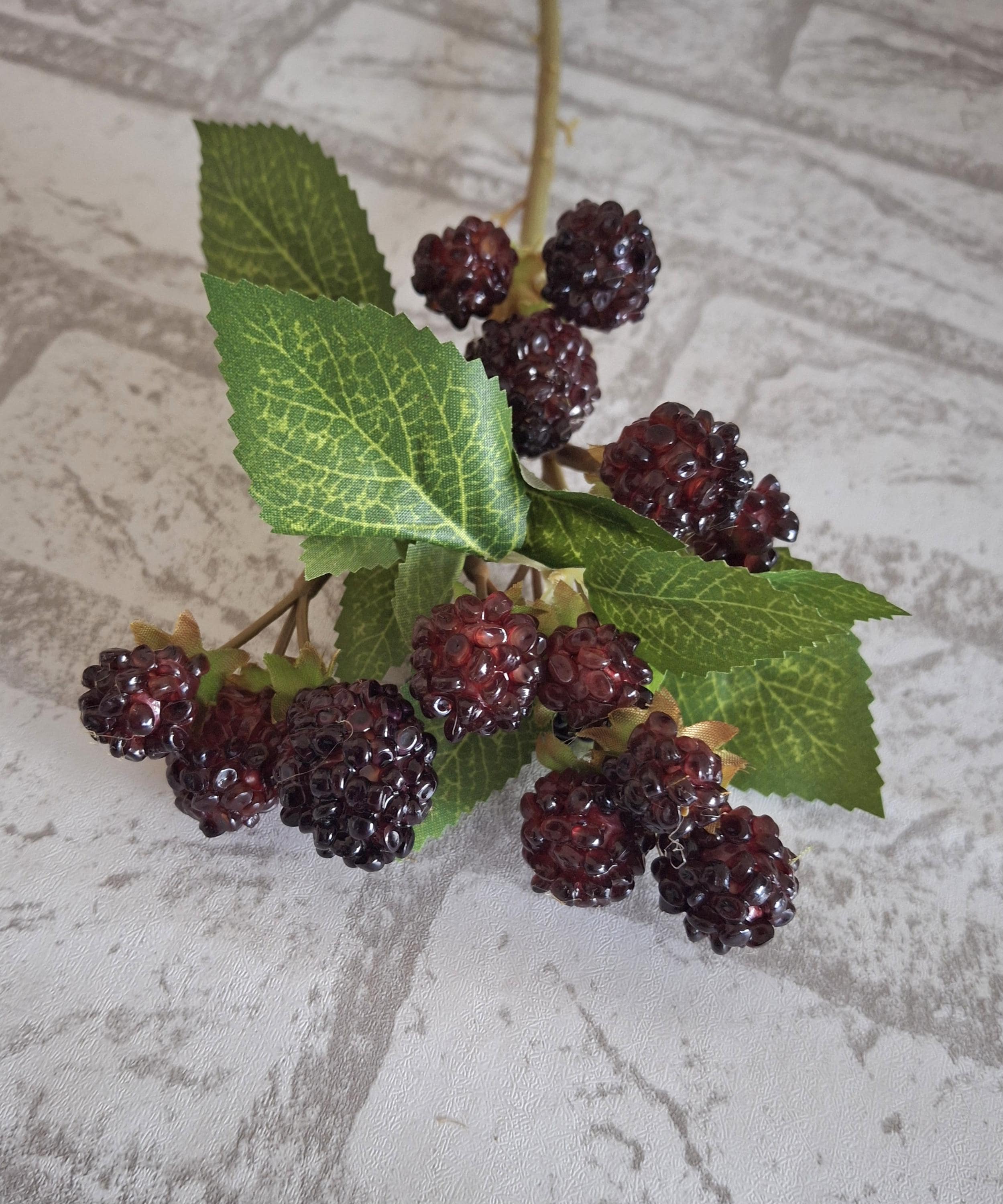 artificial blackberry, blackberry stem, artificial fruit, blackberry, autumn decor, fruit decor, fruit stem, fruit branch, blackberry branch