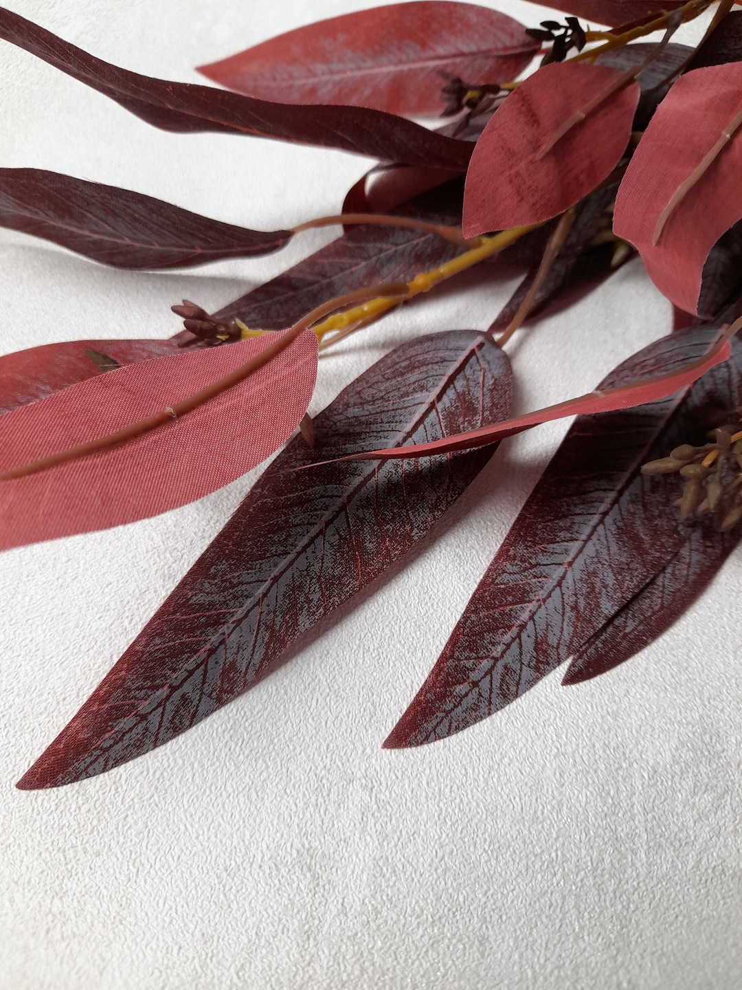 Artificial Eucalyptus, Long Leaf Eucalyptus, Artificial Foliage, Red