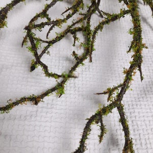 Artificial twig, artificial branch, moss twig, moss branch, rustic home decor, artificial tree branch, autumn wedding, woodland decor image 9