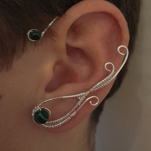Malachite gemstone artisan earrings, sparkly handcrafted custom earrings