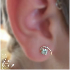 Gemstone simple cartilage stud earrings set, cutom fake earrings, everyday earrings