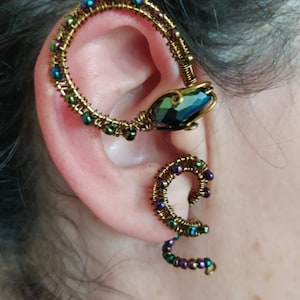 Dangle snake ear wrap earrings, snake jewellery, gothic no piercing earrings - Halloween earrings
