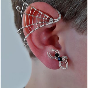 Witchy Spiderweb  earrings, gothic punk custom earrings, Halloween non piecing earrings
