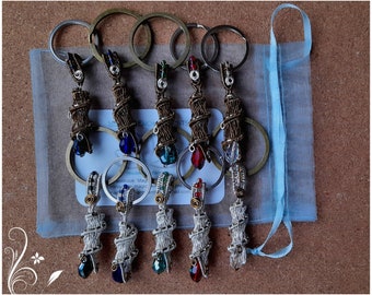 Wire Wrapped Keyring beads - norse jewellery larp gift Bag Charm beaded