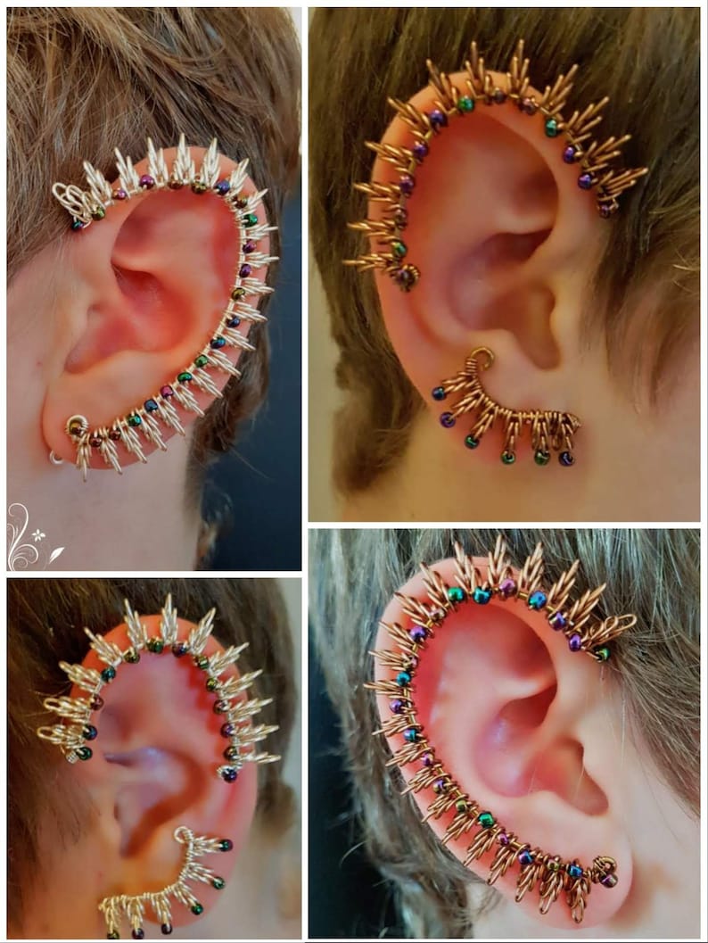 I was looking to designed a gothic spike wrap earring style to make a statement on my collection. I think I managed. This design is for Myth and Dragon lovers.
These wrap earrings dress your ears beautifully and I think they are the grand invention
