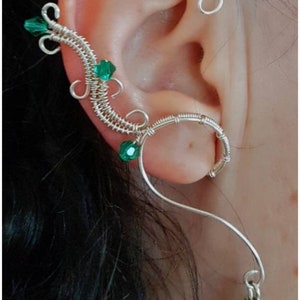 Dangly ethereal long earrings, custom fake fantasy earrings, elven sparkly earrings