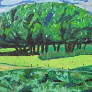 Original Painting, Oil Pastel Painting, Plein Air Painting, Impressionist Painting, Landscape Painting, Fournier, &quot;The Grove&quot;, 12x16
