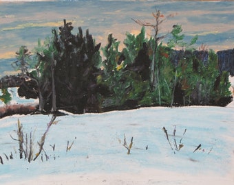 Oil Pastel Painting, Landscape Painting, Outdoor Painting, Original Painting, Winter Painting, Fournier, "Late Winter Day", 9.5x13.5