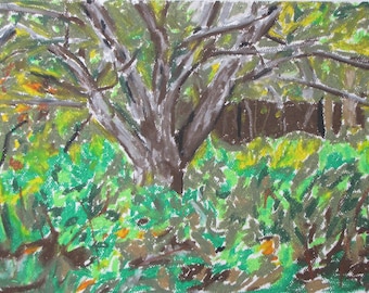 Tree Painting, Original Painting, Oil Pastel Painting, Plein Air Painting, Impressionist Painting, Fournier, "The Old Apple Tree", 11.5x19