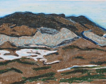 Oil pastel Painting, Landscape Painting, Impressionist Painting, Plein Air Painting, Fournier, "Mount Saint Joseph In March", 13.5x9.5