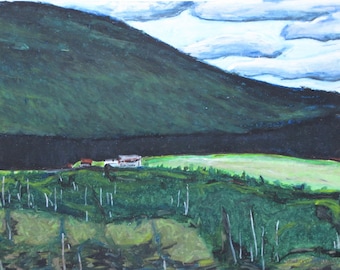 Landscape Painting, Oil Pastel Painting, Outdoor Painting, Plein Air Painting, National Park Painting, "The Farm By The Mountain", 12.5x16